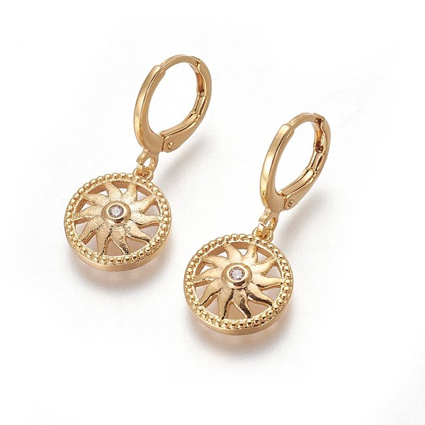 PandaHall Brass Dangle Hoop Earrings, with Micro Pave Cubic Zirconia, Flat Round with Sun, Golden, 27mm, Pin: 1mm Cubic Zirconia Flat Round
PandaHall Brass Dangle Hoop Earrings, with Micro Pave Cubic Zirconia, Flat Round with Sun, Golden, 27mm, Pin: 1mm Cubic Zirconia Flat Round