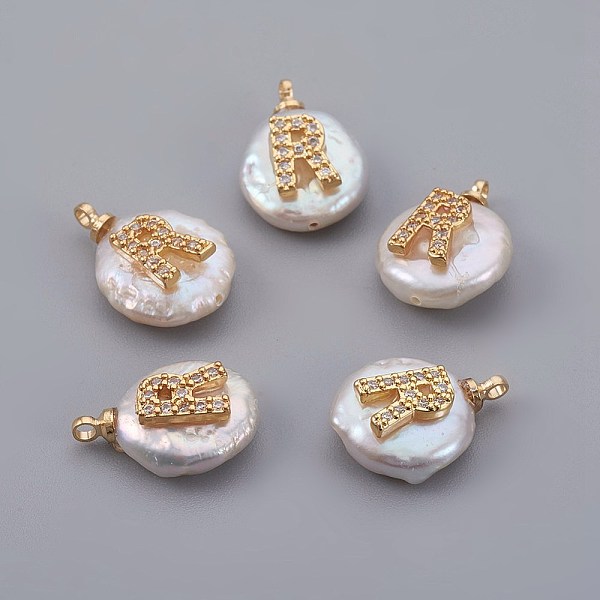 PandaHall Natural Cultured Freshwater Pearl Pendants, with Micro Pave Cubic Zirconia, Brass Findings, Long-Lasting Plated, Letter, Real 18K..., Clear
PandaHall Natural Cultured Freshwater Pearl Pendants, with Micro Pave Cubic Zirconia, Brass Findings, Long-Lasting Plated, Letter, Real 18K..., Clear