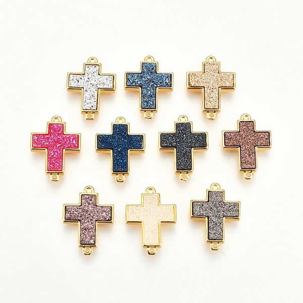 PandaHall Brass Links connectors, with Druzy Resin, Cross, Golden, Mixed Color, 22x16x4~5mm, Hole: 1.2mm Brass+Resin Cross Multicolor
PandaHall Brass Links connectors, with Druzy Resin, Cross, Golden, Mixed Color, 22x16x4~5mm, Hole: 1.2mm Brass+Resin Cross Multicolor