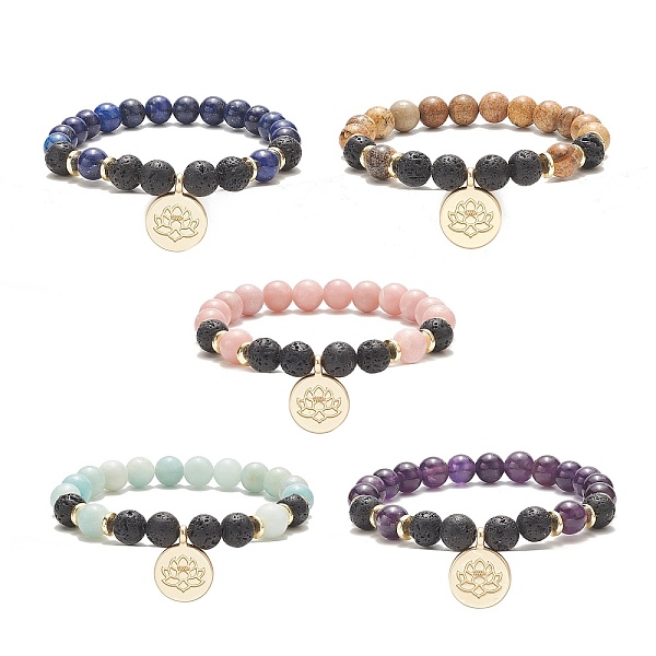PandaHall Natural & Synthetic Mixed Gemstone Beaded Stretch Bracelet, Alloy Lotus Charms Adjustable Bracelet for Women, Inner Diameter...
PandaHall Natural & Synthetic Mixed Gemstone Beaded Stretch Bracelet, Alloy Lotus Charms Adjustable Bracelet for Women, Inner Diameter...