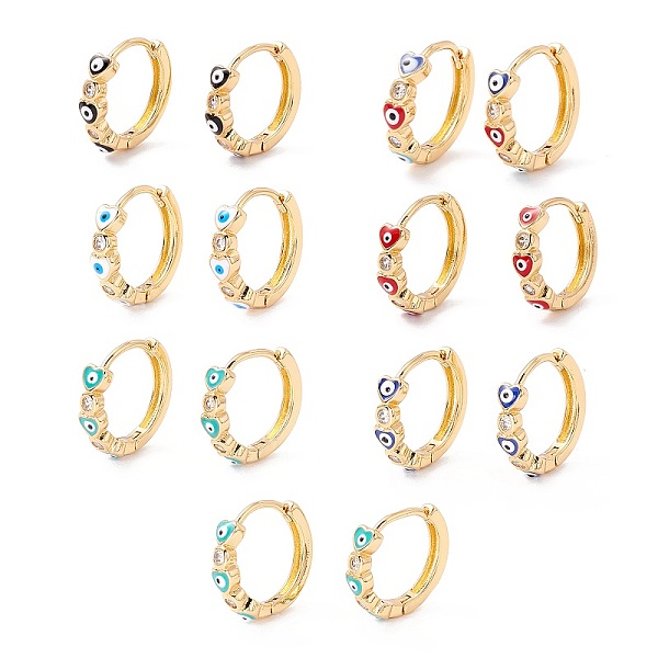 PandaHall Heart with Evil Eye Enamel Huggie Hoop Earrings for Women, Real 18K Gold Plated Cubic Zirconia Small Hoop Earrings, Mixed Color..., Multicolor
PandaHall Heart with Evil Eye Enamel Huggie Hoop Earrings for Women, Real 18K Gold Plated Cubic Zirconia Small Hoop Earrings, Mixed Color..., Multicolor