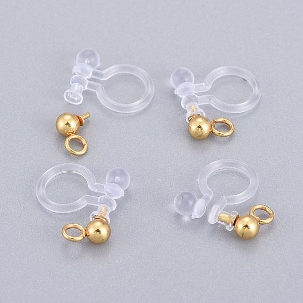 PandaHall 304 Stainless Steel Clip-on Earring Component, with Plastic, Real 18k Gold Plated, 11x11x3mm, Hole: 1.6mm 304 Stainless Steel
PandaHall 304 Stainless Steel Clip-on Earring Component, with Plastic, Real 18k Gold Plated, 11x11x3mm, Hole: 1.6mm 304 Stainless Steel