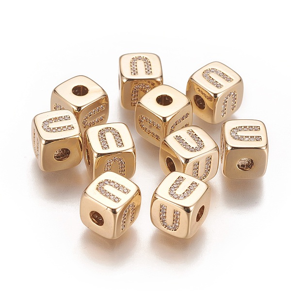 PandaHall Brass Micro Pave Cubic Zirconia Beads, Horizontal Hole, Real 18K Gold Plated, Long-Lasting Plated, Cube with Letter, Clear...
PandaHall Brass Micro Pave Cubic Zirconia Beads, Horizontal Hole, Real 18K Gold Plated, Long-Lasting Plated, Cube with Letter, Clear...