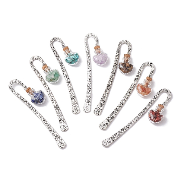 PandaHall 7Pcs Chakra Gemstone Chip inside Heart Glass Wishing Bottle Pendant Bookmarks, Alloy Hook Bookmarks, 124mm, 1pc/color Mixed Stone...
PandaHall 7Pcs Chakra Gemstone Chip inside Heart Glass Wishing Bottle Pendant Bookmarks, Alloy Hook Bookmarks, 124mm, 1pc/color Mixed Stone...