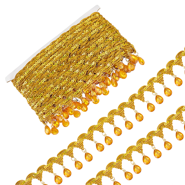 PandaHall Polyester Tassel Lace Ribbon, Sparkle Paillette Lace Trim with Silver Color Plastic Rhinestone Fringe Trimming, for Garment..., Gold
PandaHall Polyester Tassel Lace Ribbon, Sparkle Paillette Lace Trim with Silver Color Plastic Rhinestone Fringe Trimming, for Garment..., Gold