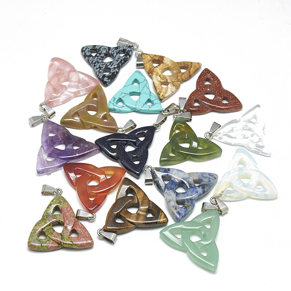 PandaHall Natural & Synthetic Mixed Stone Pendants, with Stainless Steel Snap On Bails, Trinity Knot/Triquetra, Irish, 23~40x33~38x5~7mm...
PandaHall Natural & Synthetic Mixed Stone Pendants, with Stainless Steel Snap On Bails, Trinity Knot/Triquetra, Irish, 23~40x33~38x5~7mm...
