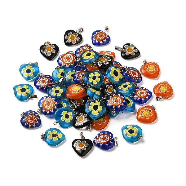 PandaHall Handmade Millefiori Glass Pendants, Single Flower Design, with Brass Findings, Heart, Platinum, Mixed Color, 20x17~18x5~7mm, Hole..., Multicolor
PandaHall Handmade Millefiori Glass Pendants, Single Flower Design, with Brass Findings, Heart, Platinum, Mixed Color, 20x17~18x5~7mm, Hole..., Multicolor