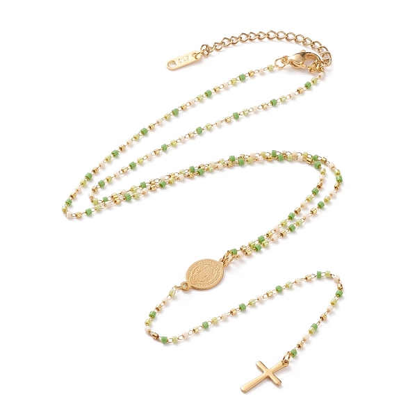 PandaHall 304 Stainless Steel Pendant Necklaces, with Glass Seed Beads and Lobster Claw Clasps, Cross & Saint Benedict Medal/Saint Benedict..., Multicolor
PandaHall 304 Stainless Steel Pendant Necklaces, with Glass Seed Beads and Lobster Claw Clasps, Cross & Saint Benedict Medal/Saint Benedict..., Multicolor