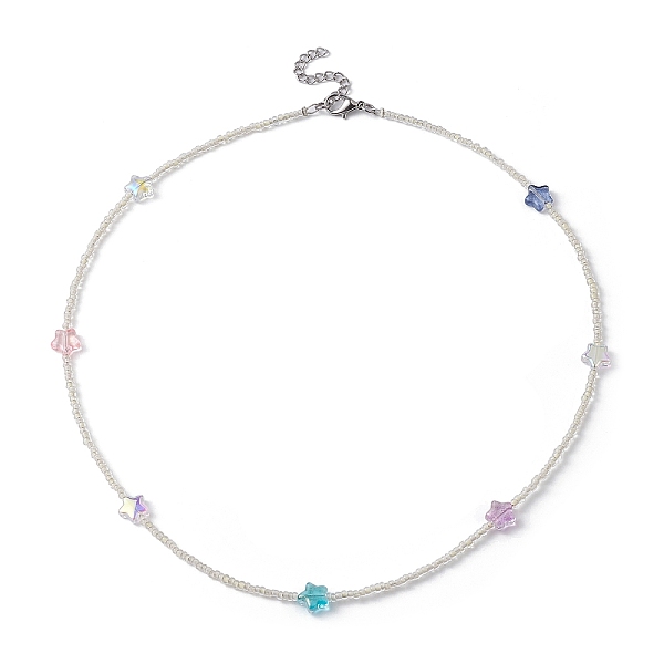 PandaHall Glass Star & Seed Beaded Necklace, Colorful, 18.50 inch(47cm) Glass Star White
PandaHall Glass Star & Seed Beaded Necklace, Colorful, 18.50 inch(47cm) Glass Star White