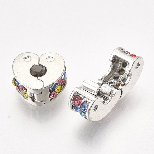 PandaHall Brass European Clasps, Large Hole Beads, with Rhinestone, Heart, Platinum, Colorful, 10x11x5.5mm, Hole: 3mm Brass Heart Multicolor
PandaHall Brass European Clasps, Large Hole Beads, with Rhinestone, Heart, Platinum, Colorful, 10x11x5.5mm, Hole: 3mm Brass Heart Multicolor