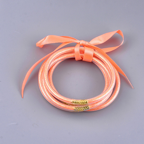 PandaHall PVC Plastic Buddhist Bangle Sets, Jelly Bangles, with Glitter Powder and Polyester Ribbon, Coral, 2-1/2 inch(6.3cm), 5pcs/set..., Red
PandaHall PVC Plastic Buddhist Bangle Sets, Jelly Bangles, with Glitter Powder and Polyester Ribbon, Coral, 2-1/2 inch(6.3cm), 5pcs/set..., Red