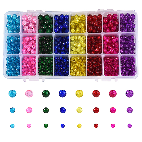 PandaHall 1920~2480Pcs 3 Style Spray Painted Crackle Glass Beads, Round, Two Tone, Mixed Color, 4mm/6mm/8mm, Hole: 1.1~1.3mm, 8 color/style..., Multicolor
PandaHall 1920~2480Pcs 3 Style Spray Painted Crackle Glass Beads, Round, Two Tone, Mixed Color, 4mm/6mm/8mm, Hole: 1.1~1.3mm, 8 color/style..., Multicolor