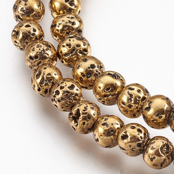 PandaHall Electroplate Natural Lava Rock Beads Strands, Long-Lasting Plated, Round, Bumpy, Golden Plated, 4.5~5mm, Hole: 0.8mm, about...
PandaHall Electroplate Natural Lava Rock Beads Strands, Long-Lasting Plated, Round, Bumpy, Golden Plated, 4.5~5mm, Hole: 0.8mm, about...