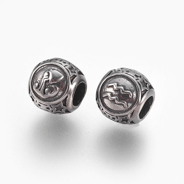 PandaHall 316 Surgical Stainless Steel European Beads, Large Hole Beads, Rondelle with Constellations Aquarius, Antique Silver, 10x9mm, Hole...
PandaHall 316 Surgical Stainless Steel European Beads, Large Hole Beads, Rondelle with Constellations Aquarius, Antique Silver, 10x9mm, Hole...