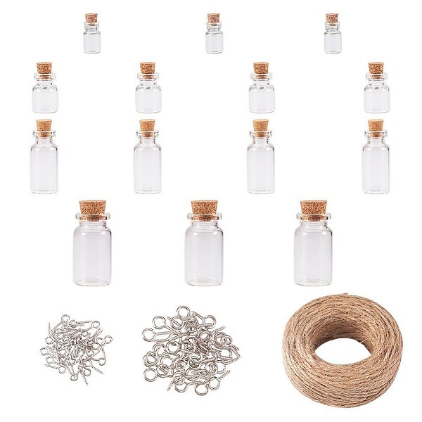 PandaHall Glass Jar Glass Bottles, with Iron Screw Eye Pin Bail Peg and Jute Twine, Mixed Color, 18~40x10~22mm Glass Multicolor
PandaHall Glass Jar Glass Bottles, with Iron Screw Eye Pin Bail Peg and Jute Twine, Mixed Color, 18~40x10~22mm Glass Multicolor