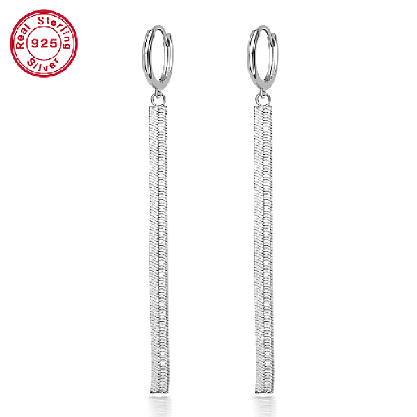 PandaHall Rhodium Plated 925 Sterling Silver Dangle Hoop Earrings, Chains Tassel Earrings, Platinum, 63x3mm Sterling Silver
PandaHall Rhodium Plated 925 Sterling Silver Dangle Hoop Earrings, Chains Tassel Earrings, Platinum, 63x3mm Sterling Silver
