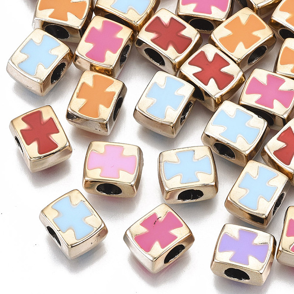 PandaHall UV Plating Acrylic European Beads, with Enamel, Large Hole Beads, Mixed Color, Rectangle with Cross, Light Gold, 10x8x6mm, Hole...
PandaHall UV Plating Acrylic European Beads, with Enamel, Large Hole Beads, Mixed Color, Rectangle with Cross, Light Gold, 10x8x6mm, Hole...