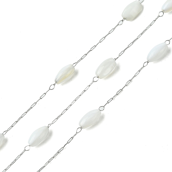 PandaHall Natural Shell Pearl Beads,Dyed with 304 Stainless Steel Chains, Soldered, with Spool, White, 7.5x3mm 304 Stainless Steel White
PandaHall Natural Shell Pearl Beads,Dyed with 304 Stainless Steel Chains, Soldered, with Spool, White, 7.5x3mm 304 Stainless Steel White