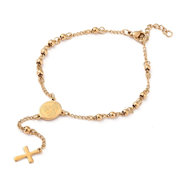 PandaHall Rosary Bead Bracelets with Cross, 304 Stainless Steel Bracelet for Easter, Oval with Virgin Mary, Golden, 9 inch(23cm) 304...
PandaHall Rosary Bead Bracelets with Cross, 304 Stainless Steel Bracelet for Easter, Oval with Virgin Mary, Golden, 9 inch(23cm) 304...