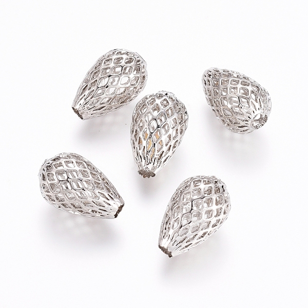PandaHall Rack Plating Brass Filigree Beads, Hollow, Teardrop, Platinum, 15x10mm, Hole: 3mm Brass Teardrop
PandaHall Rack Plating Brass Filigree Beads, Hollow, Teardrop, Platinum, 15x10mm, Hole: 3mm Brass Teardrop