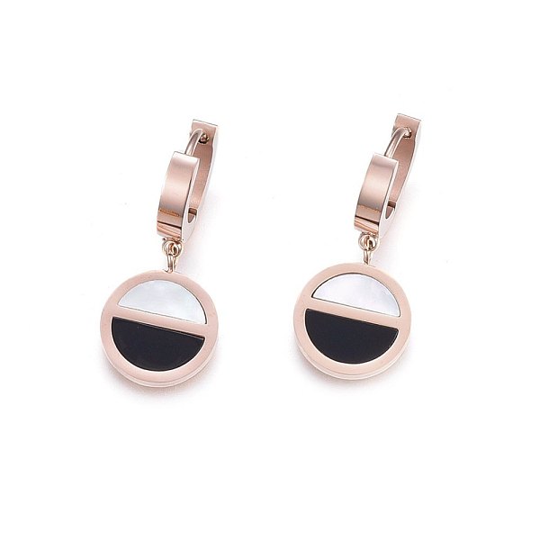 PandaHall 304 Stainless Steel Dangle Hoop Earrings, with Shell, Flat Round, Rose Gold, 31mm, Pendant: 16.5x13x2mm, Pin: 1mm Shell
PandaHall 304 Stainless Steel Dangle Hoop Earrings, with Shell, Flat Round, Rose Gold, 31mm, Pendant: 16.5x13x2mm, Pin: 1mm Shell