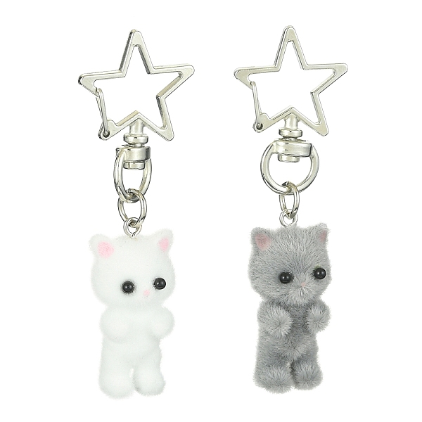 PandaHall Flocky Resin Couple Cat Pendant Decoration, with Star Alloy Swivel Clasps, Mixed Color, 72mm, 2pcs/set Resin Cat Shape Multicolor
PandaHall Flocky Resin Couple Cat Pendant Decoration, with Star Alloy Swivel Clasps, Mixed Color, 72mm, 2pcs/set Resin Cat Shape Multicolor