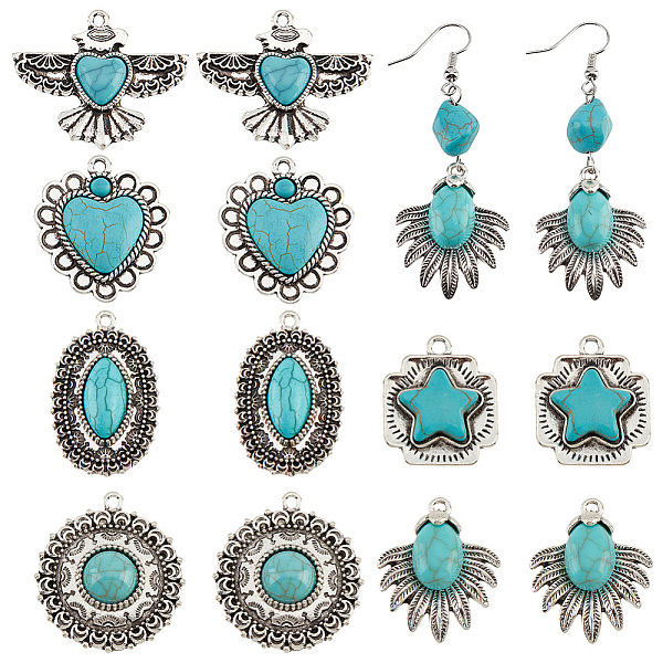 PandaHall PH 6 Styles Synthetic Turquoise Pendants, 12pcs Tibetan Charms Stones Eagle Square Heart Teardrop Pendants for Earring Necklace...
PandaHall PH 6 Styles Synthetic Turquoise Pendants, 12pcs Tibetan Charms Stones Eagle Square Heart Teardrop Pendants for Earring Necklace...