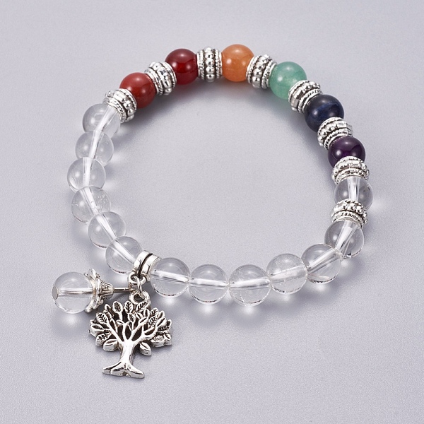 PandaHall Chakra Jewelry, Natural Quartz Crystal Bracelets, with Metal Tree Pendants, 50mm Quartz Crystal
PandaHall Chakra Jewelry, Natural Quartz Crystal Bracelets, with Metal Tree Pendants, 50mm Quartz Crystal