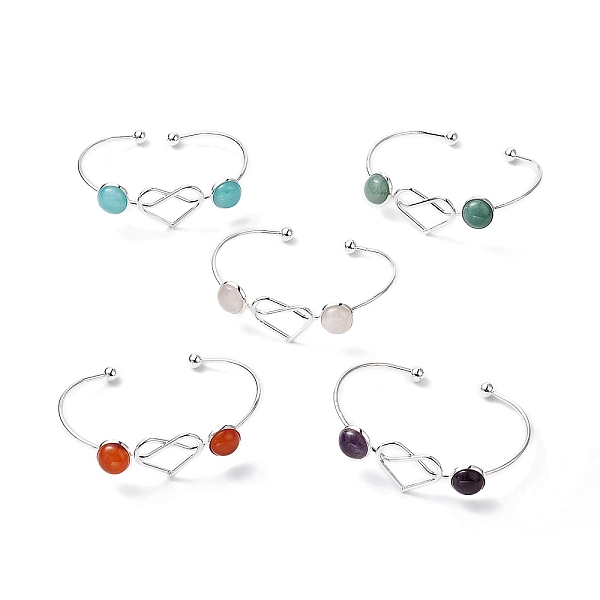 PandaHall Natural Mixed Gematone Flat Round with Heart Open Cuff Bangle, Platinum Iron Wire Wrap Jewelry for Women, Inner Diameter...
PandaHall Natural Mixed Gematone Flat Round with Heart Open Cuff Bangle, Platinum Iron Wire Wrap Jewelry for Women, Inner Diameter...