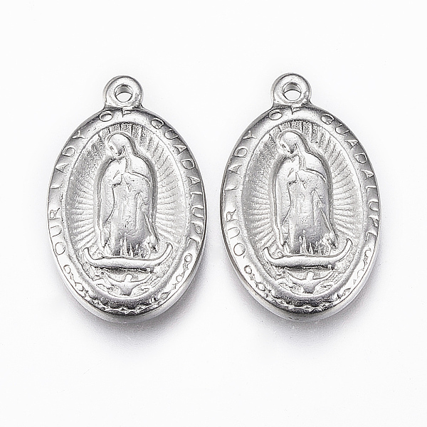 PandaHall 201 Stainless Steel Medal Pendants, Oval with Virgin Mary/Our Lady of Guadalupe, Stainless Steel Color, 23x14x2.5mm, Hole: 1.5mm...
PandaHall 201 Stainless Steel Medal Pendants, Oval with Virgin Mary/Our Lady of Guadalupe, Stainless Steel Color, 23x14x2.5mm, Hole: 1.5mm...