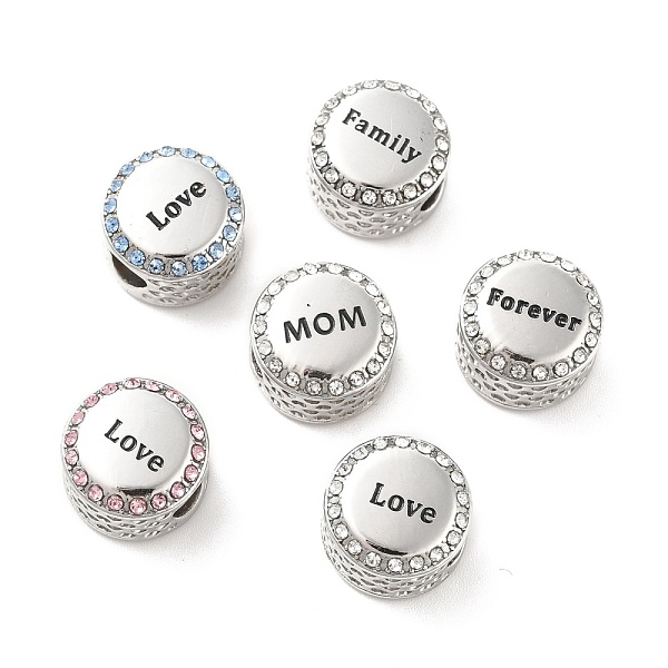 PandaHall 304 Stainless Steel European Beads, with Enamel & Rhinestone, Large Hole Beads, Flat Round with Word, Stainless Steel Color..., Black
PandaHall 304 Stainless Steel European Beads, with Enamel & Rhinestone, Large Hole Beads, Flat Round with Word, Stainless Steel Color..., Black