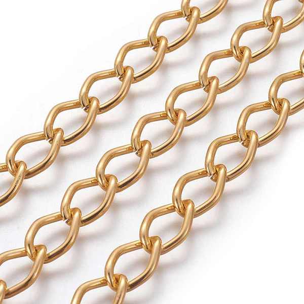 PandaHall Rhombus Aluminium Twisted Chains Curb Chains, Unwelded, Oxidated in Golden, Link:9x14mm Aluminum Gold
PandaHall Rhombus Aluminium Twisted Chains Curb Chains, Unwelded, Oxidated in Golden, Link:9x14mm Aluminum Gold