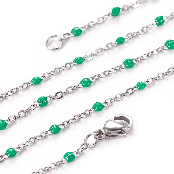 PandaHall 304 Stainless Steel Cable Chain Necklaces, with Enamel Links and Lobster Claw Clasps, Solder, Green, 17.7 inch(45cm), 1.7~2.5mm...
PandaHall 304 Stainless Steel Cable Chain Necklaces, with Enamel Links and Lobster Claw Clasps, Solder, Green, 17.7 inch(45cm), 1.7~2.5mm...