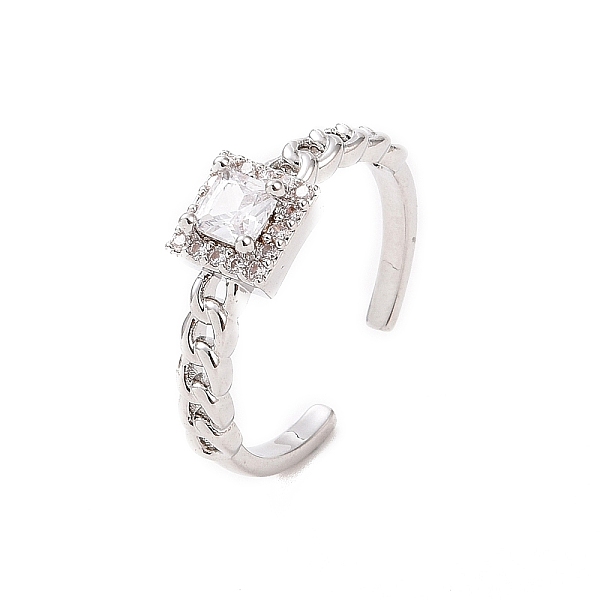 PandaHall Clear Cubic Zirconia Square Open Cuff Ring, Brass Jewelry for Women, Platinum, US Size 8 1/2(18.5mm) Brass+Cubic Zirconia Clear
PandaHall Clear Cubic Zirconia Square Open Cuff Ring, Brass Jewelry for Women, Platinum, US Size 8 1/2(18.5mm) Brass+Cubic Zirconia Clear