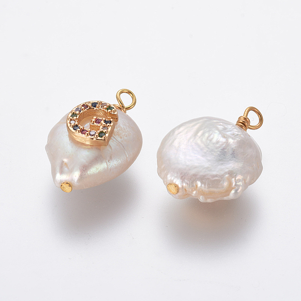 PandaHall Natural Cultured Freshwater Pearl Pendants, with Brass Micro Pave Cubic Zirconia Findings, Flat Round with Letter, Colorful...
PandaHall Natural Cultured Freshwater Pearl Pendants, with Brass Micro Pave Cubic Zirconia Findings, Flat Round with Letter, Colorful...