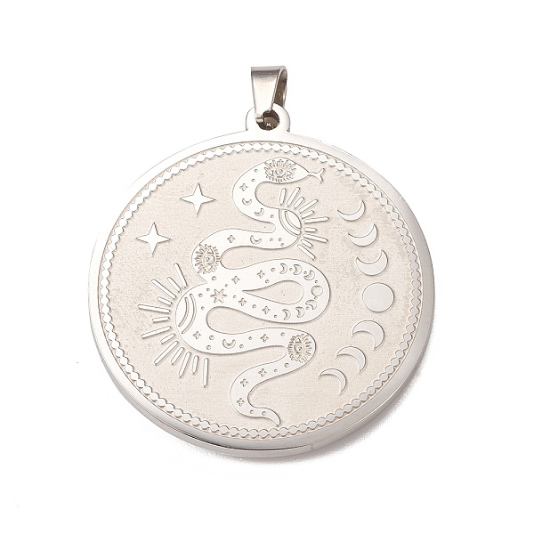 PandaHall 304 Stainless Steel Pendants, Flat Round with Snake & Moon Phase Charm, Stainless Steel Color, 33x30x1.5mm, Hole: 5x3mm 304...
PandaHall 304 Stainless Steel Pendants, Flat Round with Snake & Moon Phase Charm, Stainless Steel Color, 33x30x1.5mm, Hole: 5x3mm 304...