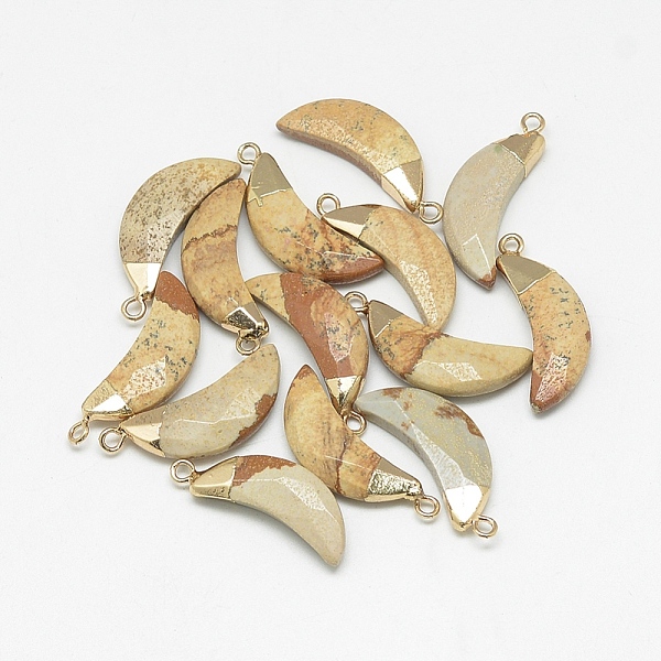 PandaHall Natural Picture Jasper Pendants, Faceted, Moon, with Golden Tone Brass Findings, 26~28x10~11x5~6mm, Hole: 1~2mm Picture Jasper..., Gold
PandaHall Natural Picture Jasper Pendants, Faceted, Moon, with Golden Tone Brass Findings, 26~28x10~11x5~6mm, Hole: 1~2mm Picture Jasper..., Gold