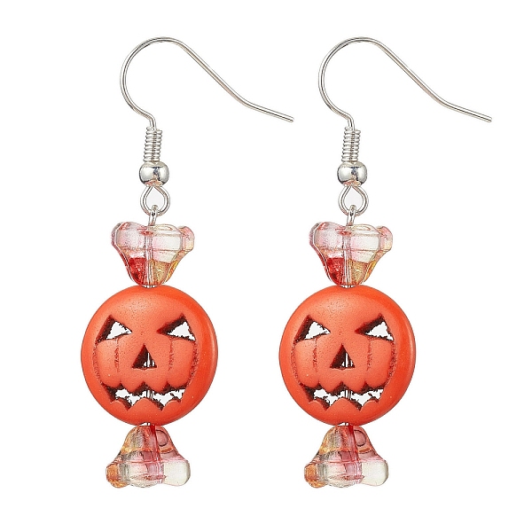 PandaHall Dyed Synthetic Turquoise & Glass Dangle Earrings, Halloween Pumpkin & Flower Long Drop Earrings, Coral, 48x15mm Synthetic..., Red
PandaHall Dyed Synthetic Turquoise & Glass Dangle Earrings, Halloween Pumpkin & Flower Long Drop Earrings, Coral, 48x15mm Synthetic..., Red