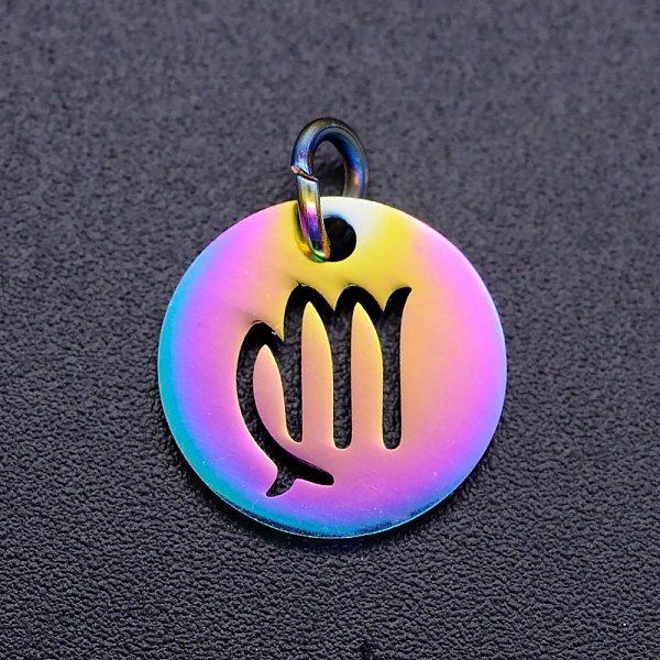PandaHall Rainbow Color Ion Plating(IP) 201 Stainless Steel Charms, with Jump Rings, Flat Round with Constellation/Zodiac Sign, Virgo...
PandaHall Rainbow Color Ion Plating(IP) 201 Stainless Steel Charms, with Jump Rings, Flat Round with Constellation/Zodiac Sign, Virgo...