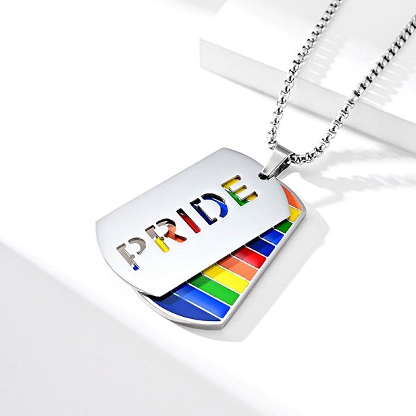 PandaHall Rainbow Pride Necklace, Army Card with Pride Word Pendant Necklace for Men Women, Stainless Steel Color, 24.29 inch(61.7cm)...
PandaHall Rainbow Pride Necklace, Army Card with Pride Word Pendant Necklace for Men Women, Stainless Steel Color, 24.29 inch(61.7cm)...