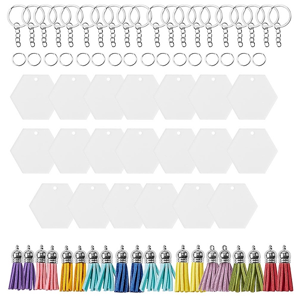 PandaHall DIY Tassel Keychain Making Kit, Including Iron Jump Rings & Split Key Rings, Hexagon Acrylic Blank Big Pendants, Faux Suede Tassel..., Multicolor
PandaHall DIY Tassel Keychain Making Kit, Including Iron Jump Rings & Split Key Rings, Hexagon Acrylic Blank Big Pendants, Faux Suede Tassel..., Multicolor