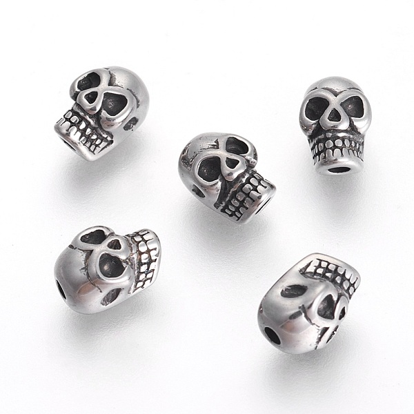 PandaHall 304 Stainless Steel Beads, Skull, Antique Silver, 8x6x5mm, Hole: 1.5mm 304 Stainless Steel Skull
PandaHall 304 Stainless Steel Beads, Skull, Antique Silver, 8x6x5mm, Hole: 1.5mm 304 Stainless Steel Skull