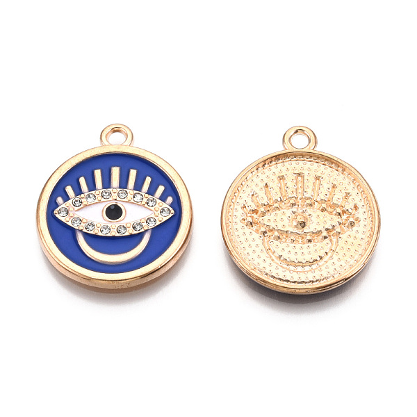 PandaHall Rack Plating Alloy Enamel Pendants, with Crystal Rhinestone, Cadmium Free & Nickel Free & Lead Free, Flat Round with Evil Eye..., Blue
PandaHall Rack Plating Alloy Enamel Pendants, with Crystal Rhinestone, Cadmium Free & Nickel Free & Lead Free, Flat Round with Evil Eye..., Blue