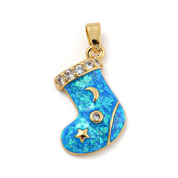 PandaHall Christmas Brass Micro Pave Cubic Zirconia Pendant, with Synthetic Opal, Christmas Stocking, Deep Sky Blue, 19x16.5x4.5mm, Hole...
PandaHall Christmas Brass Micro Pave Cubic Zirconia Pendant, with Synthetic Opal, Christmas Stocking, Deep Sky Blue, 19x16.5x4.5mm, Hole...