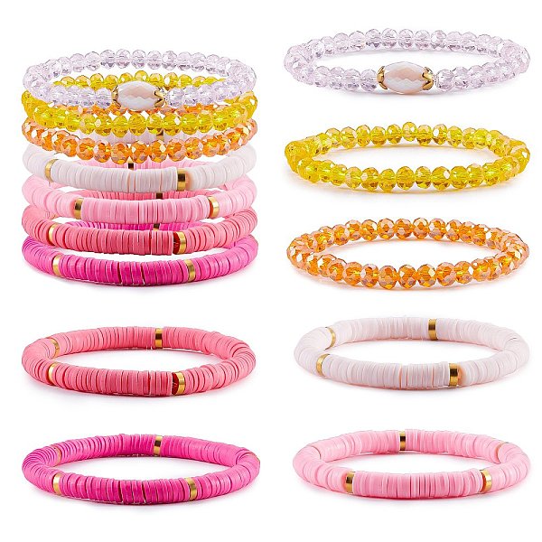 PandaHall 7Pcs 7 Style Handmade Polymer Clay Heishi Surfer Stretch Bracelets Set, Glass Beads Bracelets, Stackable Preppy Bracelets for..., Pink
PandaHall 7Pcs 7 Style Handmade Polymer Clay Heishi Surfer Stretch Bracelets Set, Glass Beads Bracelets, Stackable Preppy Bracelets for..., Pink