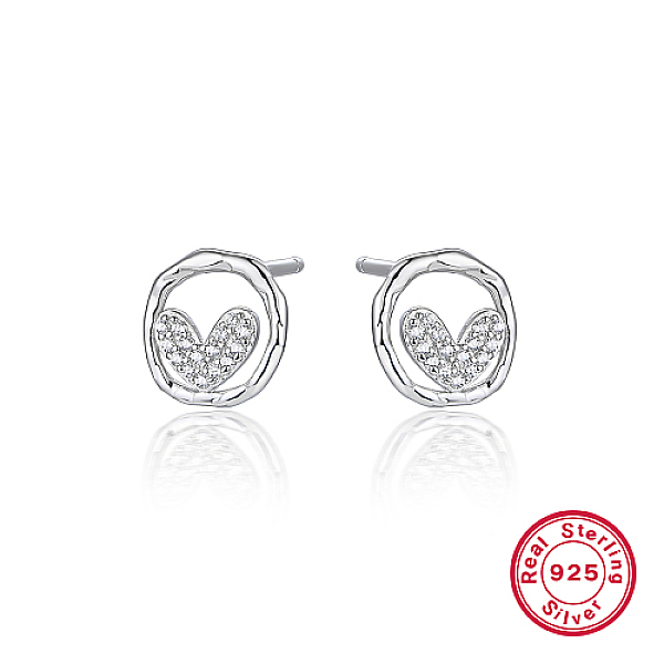 PandaHall Rhodium Plated 925 Sterling Silver Stud Earring, with Clear Cubic Zirconia, Heart, 10mm Sterling Silver Heart
PandaHall Rhodium Plated 925 Sterling Silver Stud Earring, with Clear Cubic Zirconia, Heart, 10mm Sterling Silver Heart