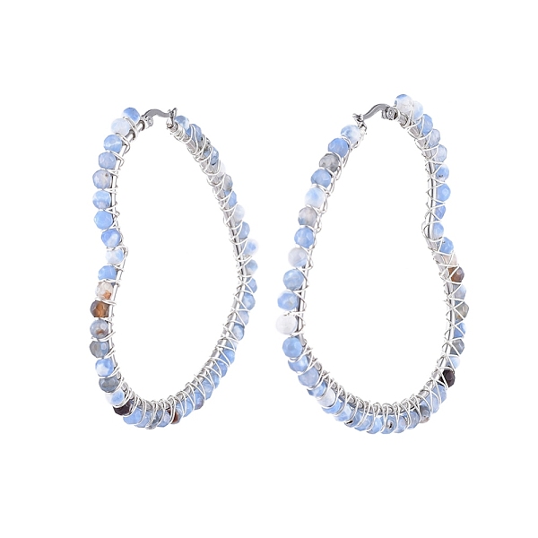 PandaHall 201 Stainless Steel Hoop Earrings, Beaded Hoop Earrings, with Natural Agate Beads, Heart, 72x63x4.5mm, Pin: 1x0.6mm Natural Agate...
PandaHall 201 Stainless Steel Hoop Earrings, Beaded Hoop Earrings, with Natural Agate Beads, Heart, 72x63x4.5mm, Pin: 1x0.6mm Natural Agate...