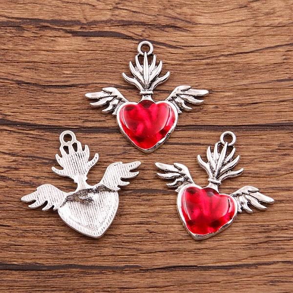 PandaHall Alloy Enamel Pendants, Antique Silver, Heart with Wing Charm, Red, 31x33mm Alloy+Enamel Heart Red
PandaHall Alloy Enamel Pendants, Antique Silver, Heart with Wing Charm, Red, 31x33mm Alloy+Enamel Heart Red