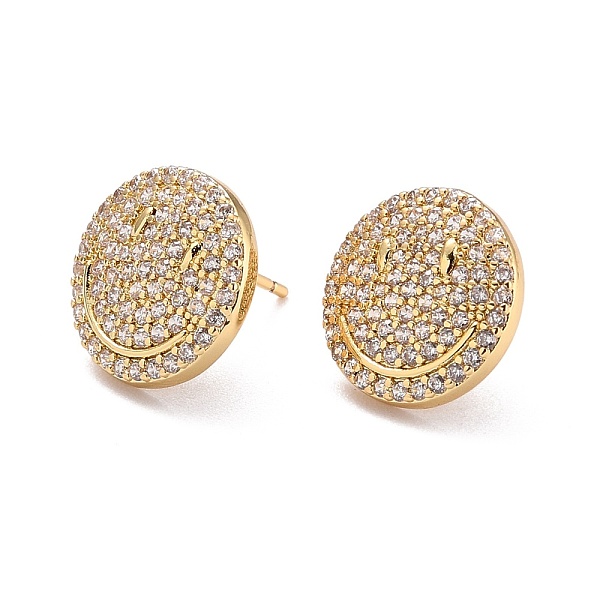 PandaHall Smiling Face Sparkling Cubic Zirconia Stud Earrings for Her, Brass Micro Pave Cubic Zirconia Earrings, Real 18K Gold Plated..., Clear
PandaHall Smiling Face Sparkling Cubic Zirconia Stud Earrings for Her, Brass Micro Pave Cubic Zirconia Earrings, Real 18K Gold Plated..., Clear