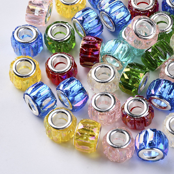 PandaHall Transparent Resin European Beads, Large Hole Beads, with Silver Color Plated Double Brass Cores, Faceted, AB Color Plated, Column..., Multicolor
PandaHall Transparent Resin European Beads, Large Hole Beads, with Silver Color Plated Double Brass Cores, Faceted, AB Color Plated, Column..., Multicolor